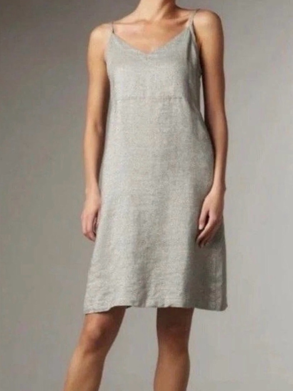 Eileen Fisher Linen Cami Dress Size MEDIUM in Smoke Sparkle Thread